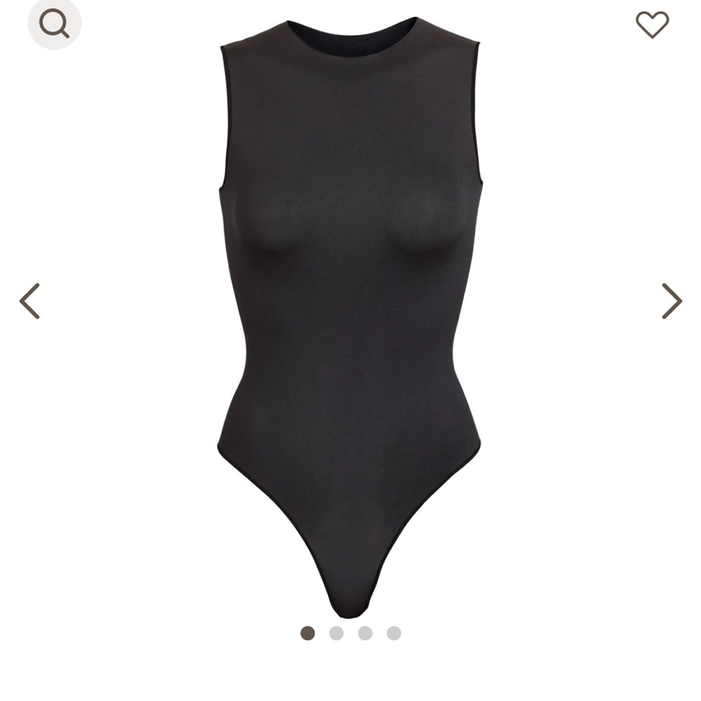 Skims Fits Everybody Onyx Black High Neck Sleeveless Bodysuit